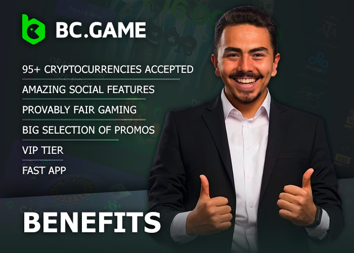 Benefits of playing at BC.Game - cryptocurrency support, vip program, bonuses and more